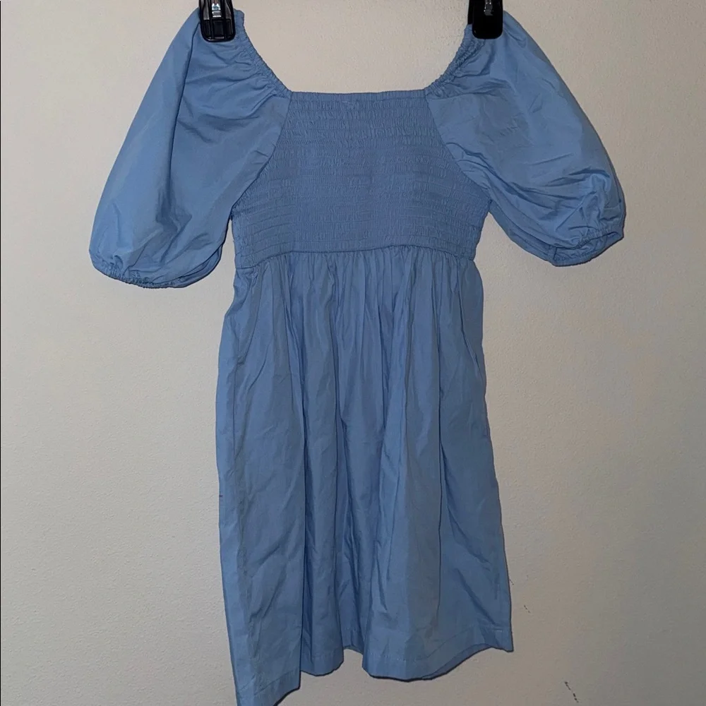 Copper Key Sz S Blue Girl’s Margo Dress Square neck Puff short‎ sleeves Sz S